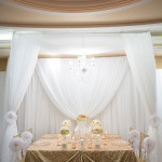 wedding, backdrop, head table, chandelier, gold wedding, hamilton wedding, niagara wedding