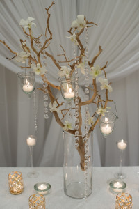 wedding show decor display manzanita branch centrepiece