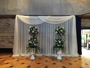 hacienda sarria wedding ceremony decor backdrop