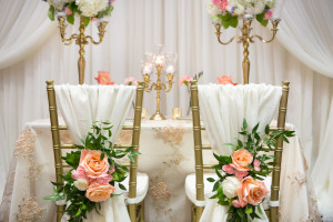 wedding decor backdrop candelabras vintage chair decor