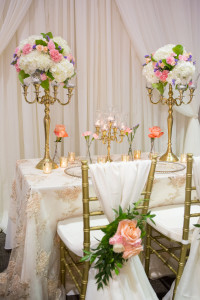 wedding decor backdrop candelabras vintage chair decor