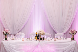 Americana niagara falls wedding decor head table backdrop
