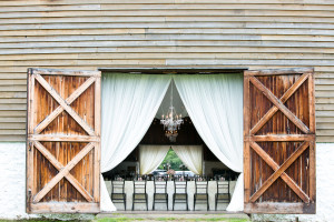 balls falls wedding decor barn door draping