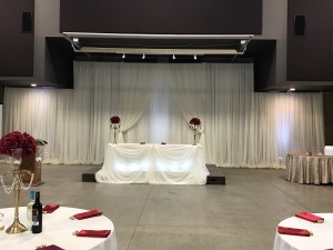 wedding head table backdrop Ancaster Fairgrounds