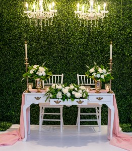 wedding decor niagara booth display boxwood backdrop