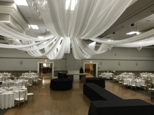 John Michael's Banquet Thorold wedding ceiling drapery canopy