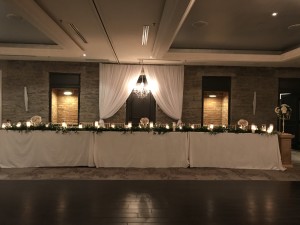 stone mill inn wedding decor head table backdrop