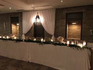 stone mill inn wedding decor head table backdrop