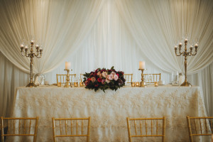 Burlington golf and country club wedding head table backdrop