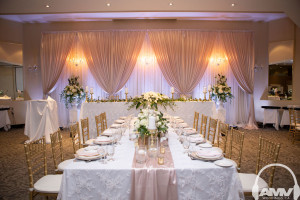 burlington convention centre wedding head table blush backdrop