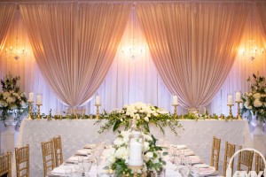 burlington convention centre wedding head table blush backdrop
