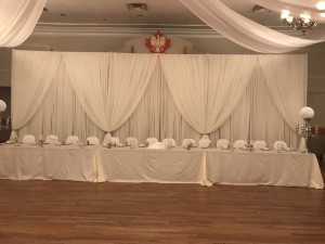 white eagle banquet centre wedding decor head table backdrop